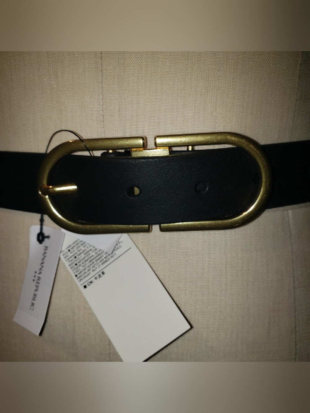 Nwt B.R. Black One Inch Wide Genuine Leather Belt Brass Hardware XL